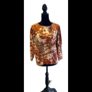 Dress barn 100% Cotton Top Size 2X Tie-Dye Orange Brown Pullover Embroidered